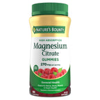 Nature's Bounty Magnesium Citrate Gummies for Adults, Supports General Health, Bone, Nerve, Muscle & Heart Health Support, 270mg per Serving, Vegan, Non-GMO - Raspberry 90 Count