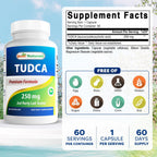 Best Naturals TUDCA 250mg (Tauroursodeoxycholic Acid) - 60 Veg Capsules - 2 Months Supply (60 Count (Pack of 1)) (60 Count (Pack of 1))