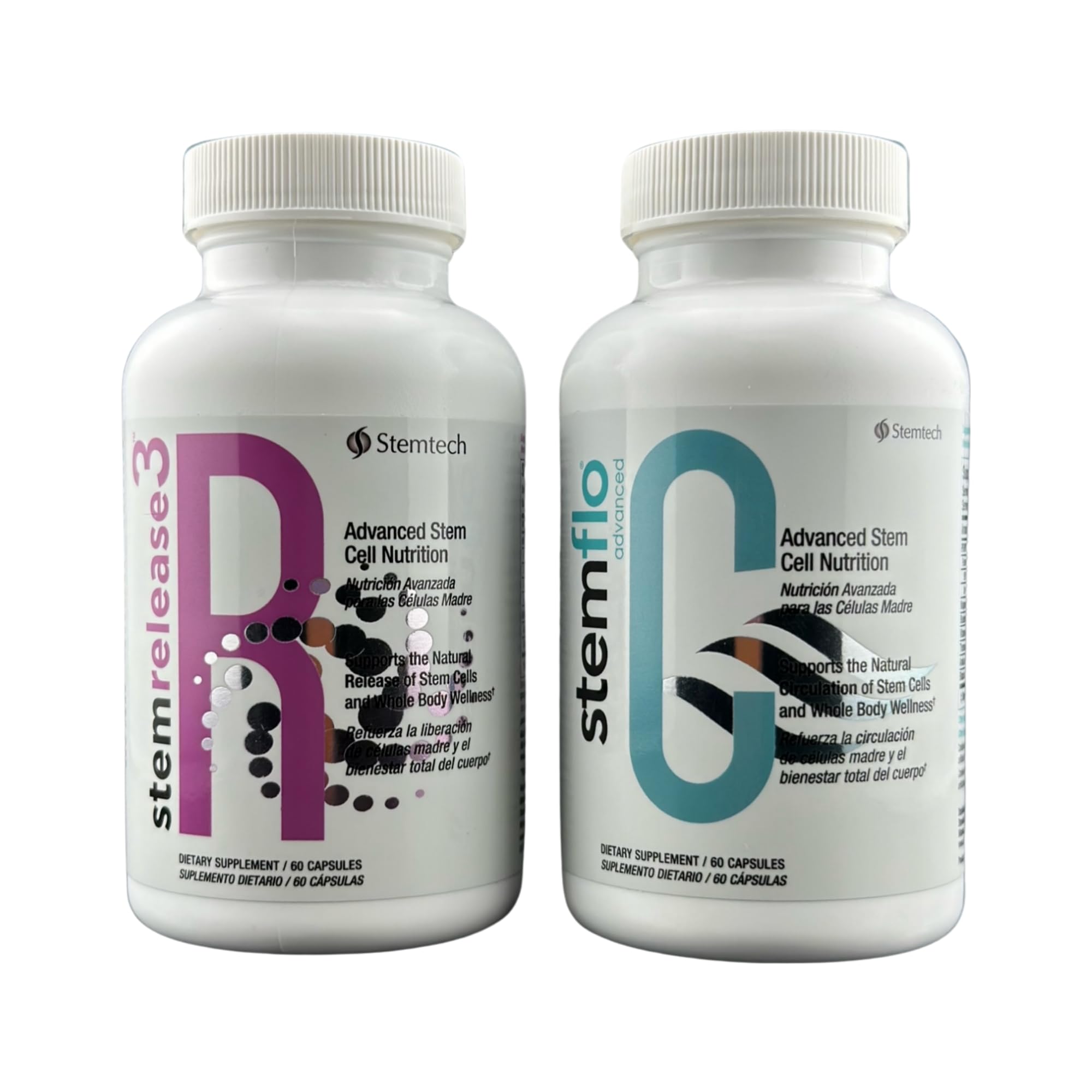 Stemtech StemRelease3 & StemFlo Combo Pack | Supports Stem Cell Renewal, Circulation, Detox & Cardiovascular Health | with SE3, Fucoidan, Curcumin, AFA Extract & Enzymes | 30 Servings