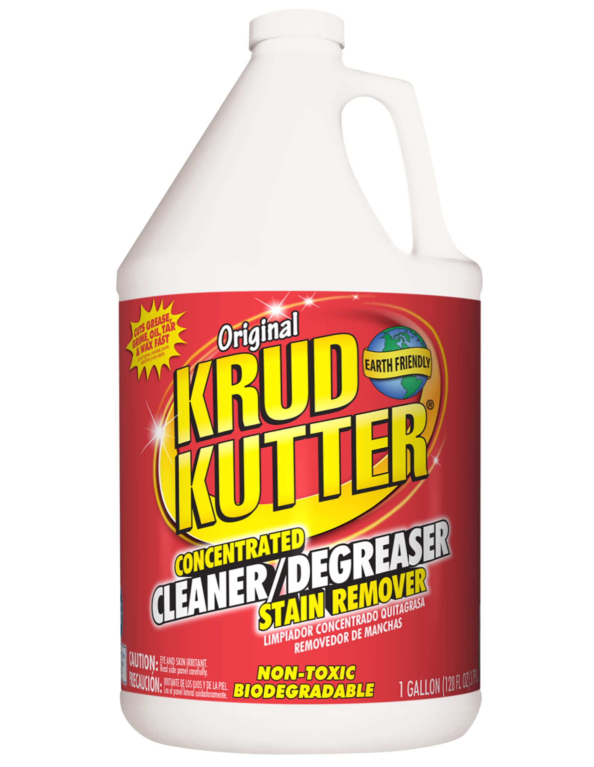 Krud Kutter Original Concentrated Cleaner Degreaser, 1 Gallon, Heavy Duty Multi Surface Cleaner for Grease, Oil and Tough Stains, Dilutable for Kitchen, Garage, Floors and Outdoor Use