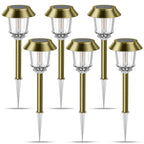 XMCOSY+ Solar Pathway Lights Waterproof - 6 Pack Solar Lights Outdoor, 10-40 LM Dimmable Outdoor Solar Light for Yard Pathway Garden Driveway Walkway (Bronze)