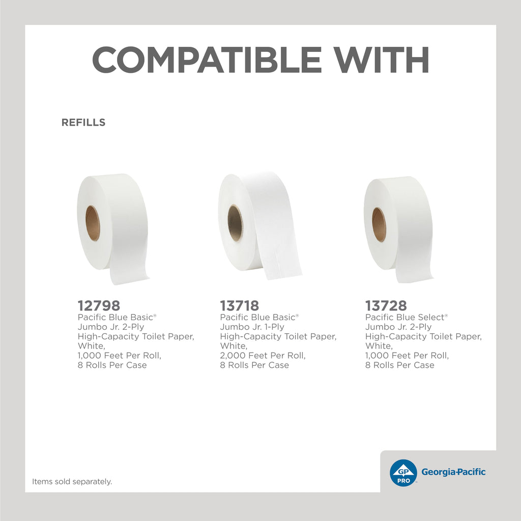 Georgia-Pacific Two-Roll Jumbo Jr. Toilet Paper Dispenser by GP PRO, Black, 59210, 22.1"W x 4.8"D x 12.1" H