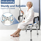 Upgrade Shower Chair for Elderly and Disabled: Non-Slip Silicon Pad Bariatric Shower Seat with Arms & Back, Height Adjust & Reinforced Crossbars, 500lbs Heavy Duty Shower Chair for Inside Shower