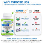 Power By Naturals SeaMoss Plus - USDA Organic Irish Sea Moss Capsules w/Wild Harvested Irish Seamoss, Bladderwrack & Burdock Root Immunity Supplement Sea Moss Pills for Adult 60Ct - 1 Pack