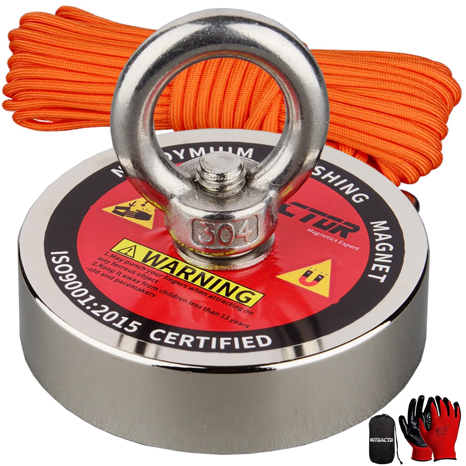 MUTUACTOR Strong Fishing Magnets,Φ 2.95” Heavy Duty Magnet Fishing Kit with 20Ft Duarble Rope,Powerful 650lbs Neodymium Magnet Fishing for Treasure Hunting Retrieving Metallic Tools in Lakes Rivers