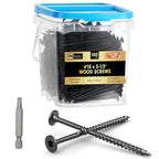 #10 x 3-1/2” Deck Screws, 500Pcs Star Drive Wood Screws, Rust Resistant Timber Screws for Timber/Log/Landscaping Wood, T25 Star Bit Included, Black