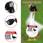 CAMDUCK 3 Pcs Porch Goose Accessories Porch Goose Sign Goose Police Hat Eyeglasses Wooden Gooses Warning Sign Danger Guard Geese on Duty Warning Sign Geese Outfits Decor for Yard Porch Lawn