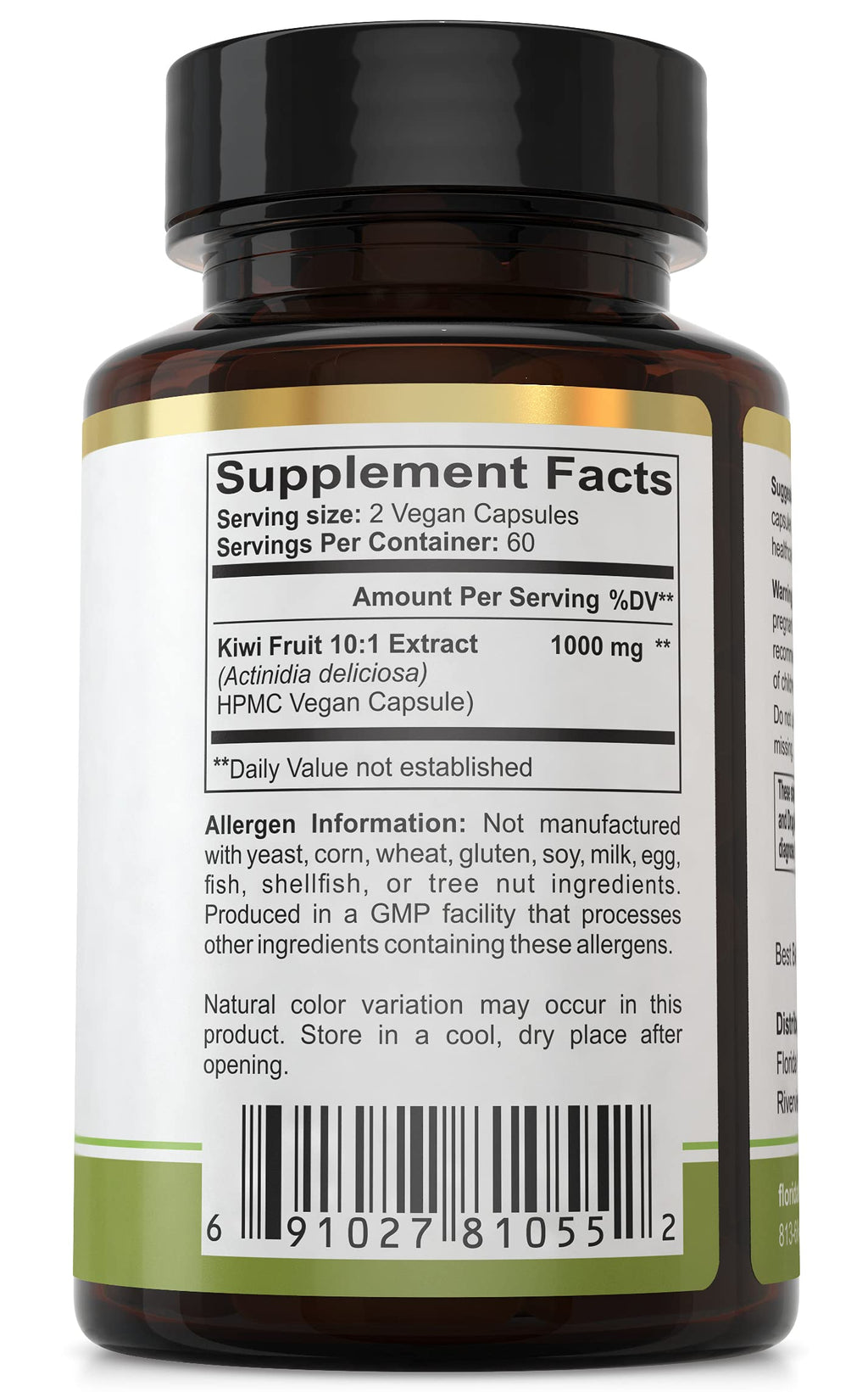Florida Herbal Pharmacy, Kiwi Fruit Extract Supplement Capsules 10:1 (120 Capsules) 500 mg per Capsule, 1000 mg Serving