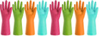 Bamllum Rubber Cleaning Gloves for Kitchen - 4 Pairs Reusable Dishwashing Gloves for Household, Flexible Long-lasting & Waterproof (Medium, Blue+Green+Red+Orange) (Pack of 2)