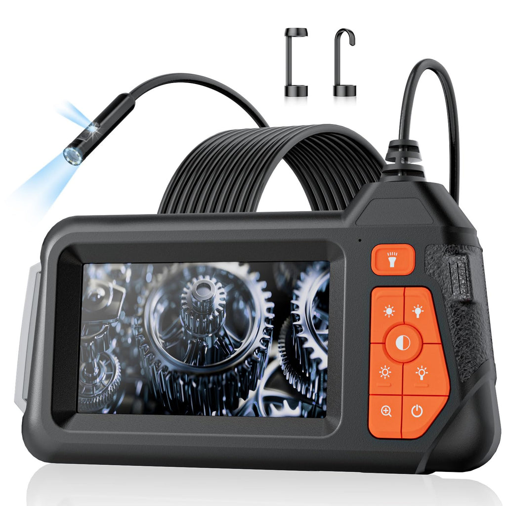 Endoscope Camera with Light: 4.3" 1080P HD Dual-Lens Inspection Borescope Camera for Sewer - 16.4ft Waterproof Industrial Endoscope - Flexible Snake Bore Scope for Plumbing Automotive