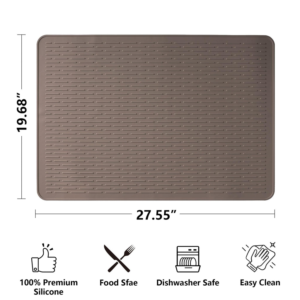 Stove Top Cover for Electric Stove- Range Covers for Electric Stove,Silicone XXL Dish Drying Mat, Glass Cooktop Covers, Flat RV Range top Mats (Coffee, 28"x20")