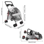 Pet Stroller for Small Medium Dogs Cats, Lightweight Foldable Pet Wagon with 360° Front Wheels & Brake, 40 lbs Capacity Carrier for Park Travel Shopping, Breathable Mesh Basket (Light Gray)