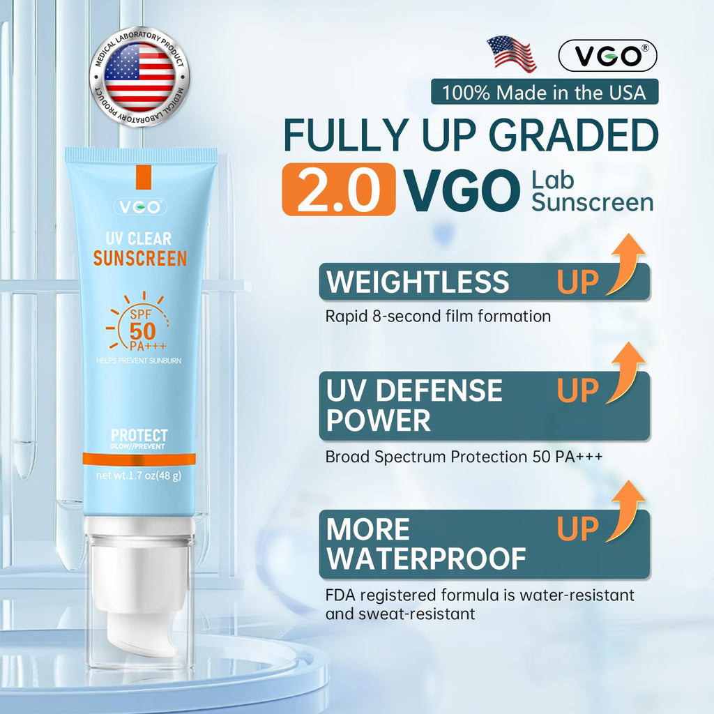 VGO Mineral Sunscreen for Face, Reef Safe Sunscreen, Oil-Free Face Moisturizer with SPF 50, Broad-Spectrum UVA/UVB Protection, Lightweight, Non-Comedogenic, Travel Size (1 pack)