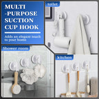 warlve Heavy Duty Reusable Suction Cup Hooks for Shower - No Drill Bathroom/Glass/Mirror/Tiles & Metal Surfaces,and Smooth Non-Porous Surfaces for Towels, Robes, Loofahs (4, White)