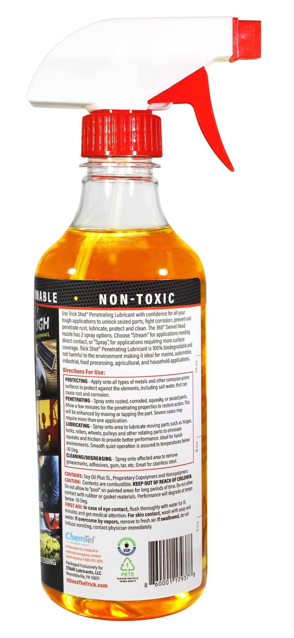 Trick Shot - 3-in-1 Penetrating Lubricant Oil - Biobased Food Grade Industrial Oil for Parts, Rust and Corrosion Remover, Anti-Seize Lubricant Protects Metal Surfaces, Degreases & Cleans - 16 oz