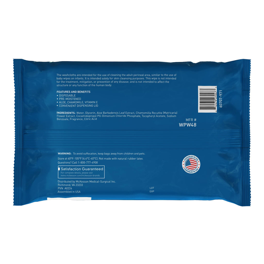 McKesson Washcloth Wipes for Adults, Scented (6 Pack, 576 Washcloths) Disposable Wash Cloths for Body - No-Rinse Formula with Snap Lid - Good for Incontinence and Elderly - 96 Wipes Per Pack
