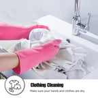IUCGE Rubber cleaning gloves pink 6 Pairs for Household,Reuseable dishwashing gloves for Kitchen.(6,Large)