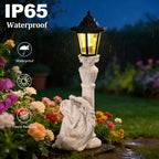 Solar Angel Garden Statue, 18" Roman Columns Angel Statue with Solar Lights Outdoor Waterproof, Resin Deocr Angel Figurine for Yard Patio Lawn Ornaments, Angel Gifts for Women Mom Grandma