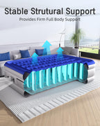 Xsleep Queen Air Mattress with Built in Pump Luxurious Comfort 18"Raised Inflatable Mattress Queen Airbed Blow Up Mattress for Home and Guests 80"*60"*18"Air Bed 3 Mins Fast Inflate/Deflate 660lbs Max