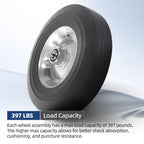 AR-PRO (2-Pack) 10" x 2.5" Flat Free Solid Rubber Replacement Tires - Flat-Free Tire and Wheel for Hand Trucks and Wheelbarrows with 5/8" Axles