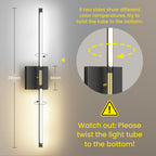 Battery Operated Wall Sconces Set of Two, 10000mAh Rechargeable Wall Lights with Remote Control, 360° Rotate Dimmable Black Gold LED Cordless Lighting for Bedroom, Living Room, Hallway, 29 Inch, 3CCT