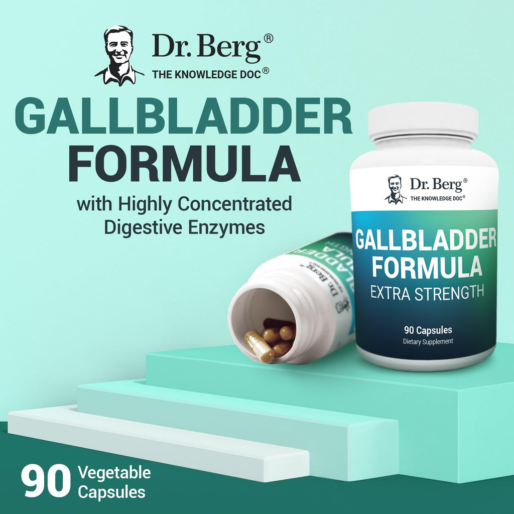 Dr. Berg Gallbladder Formula Extra Strength - with Ox Bile Powder and Conjugated Bile Acid - Digestive Enzymes Proprietary Blend - Full 45-Day Supply - 90 Vegetable Capsules