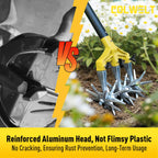 Colwelt Rotary Cultivator Garden Tool 61’’, Hand Tiller Garden Tool with Detachable Aluminum Tines, Cultivators for Gardening Soil or Reseeding Grass, Manual Cultivators & Tillers for Flowers Beds