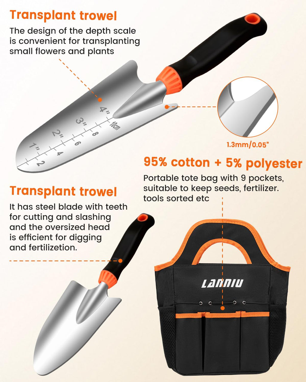 LANNIU 7-Piece Gardening Tools Set