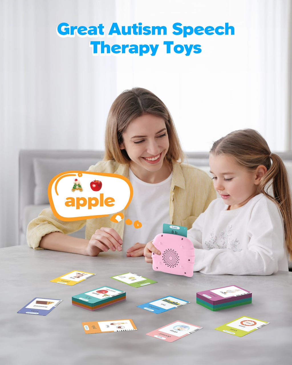 Bilingual Pink Spanish and English Talking Flash Cards, Pocket Speech Therapy Tools with 512 Words, Montessori Language Learning and Autism Aids, Children's Sensory Learning Kits, Birthday Present