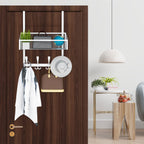 Kaiferty Over The Door Hooks Organizer, Coat Rack Over The Door Storage Hanger Towel Rack, Back of Door Storage Organizer for Bathroom,Bedroom,Kitchen,Office (White, 2-Tier)
