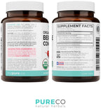 PURE CO Certified Organic Berberine Supplement Capsules - High Strength Berberine Complex with Organic Barberry Extract Providing 1000mg per Serving - NSF Lab Verified Vegan & Non-GMO (30 Servings)