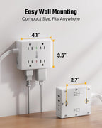 SUPERDANNY Extension Cord,Flat Plug Surge Protector Power Strip,10Ft