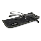 Foster Grant Men's Lamar Rectangular Reading Glasses, Gunmetal/Transparent, 59 mm