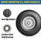 GICOOL 4.10/3.50-4" Flat Free Tire and Wheel, 10" Solid Tire with 5/8" Axle Bore Hole, 2.2" Offset Hub for Hand Truck Garden Wagon Cart Trolley Dolly Lawn Mover Replacement