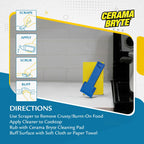 Cerama Bryte 3 x Scraper & 3 x Pad Kit Cooktop and Stove Top Cleaner for Glass - Ceramic Surfaces, 6 Piece Set
