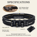 VNOX Personalized Name Dad Bracelet Giftsfor Men,Braid Leather Bracelets with 7 Custom Beads Name Bracelet for Husband Father Grandpa, Birthday Father's Day for Dad from Daughter Wife Son