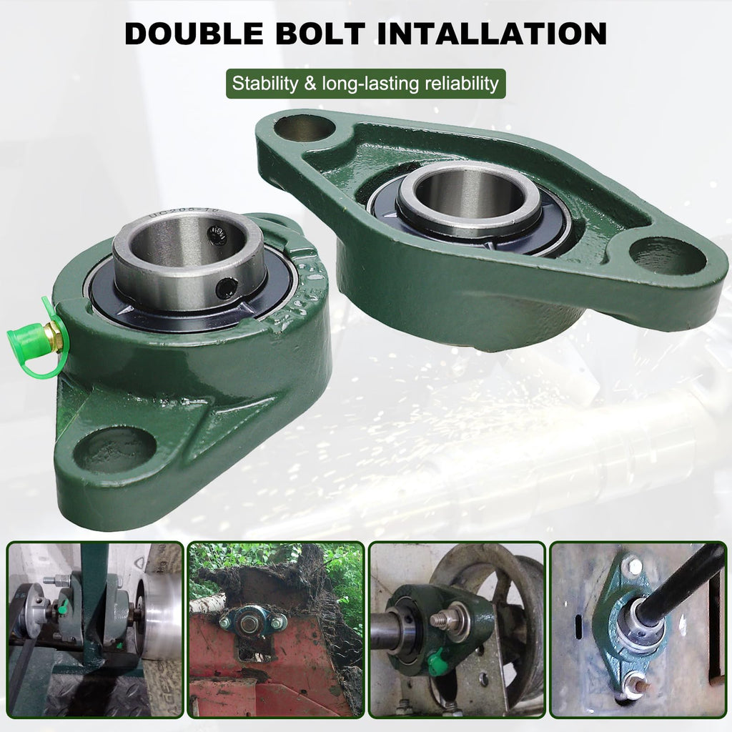 2 Pack UCFL205-16 Pillow Block Bearing, Flange Mount Ball Bearing Unit, 1" Bore, 2-Bolt Flange, Self Aligning Cast Iron Housing, Set Screw Locking Style Flange Pillow Block Bearing (UCFL205)