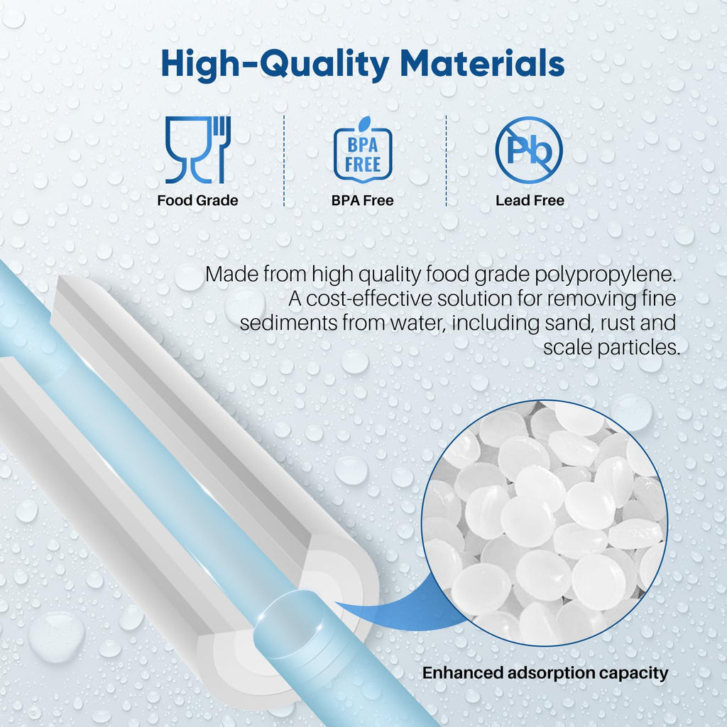 PUREPLUS 5 Micron 10" x 2.5" Whole House Sediment Home Water Filter Cartridge Replacement for Any 10 inch RO Unit, Culligan P5, Aqua-Pure AP110, Dupont WFPFC5002, CFS10, WHKF-G05, 4Pack