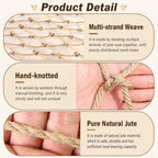 Jute Trellis Netting for Climbing Plants, Heavy Duty Jute Plant Support Net Natural Jute Hemp Rope Net with 5.9 inch Mesh for Climbing Vine Vegetables Cucumber, Tomatoes, Peas (6.5 * 16.5 FT)