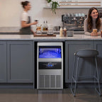 VEVOR Commercial Ice Maker Machine, 150 lbs/24h with 16-30 lbs Storage Capacity, Built-in/Freestanding/Under Counter, Stainless Steel Ice Maker with LED Display & Self-Cleaning, Home Bar Restaurant