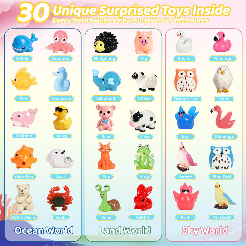 30 Pack Bath Bombs for Kids with Toys Inside, Kid Bath Bombs Gift Set with 30 Sea & Land & Sky Animal Surprise Toys, Stocking Stuffers for Kids Boys Girls, Christmas Gift, Natural Bubble Bath Fizzy