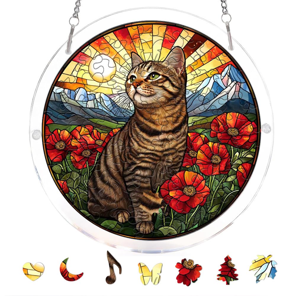 zhuoyaju Acrylic Jigsaw Puzzle Suncatcher, Stained Glass Suncatcher Puzzle