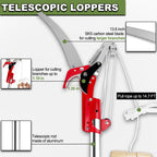 13ft Pole Saws for Tree Trimming, Lightweight Stainless Steel Tree Trimmers Long Handle Pruner, Tree Pruner Extendable, Manual Pole Cutter for Yard Garden Patios Trees Branches Cutting