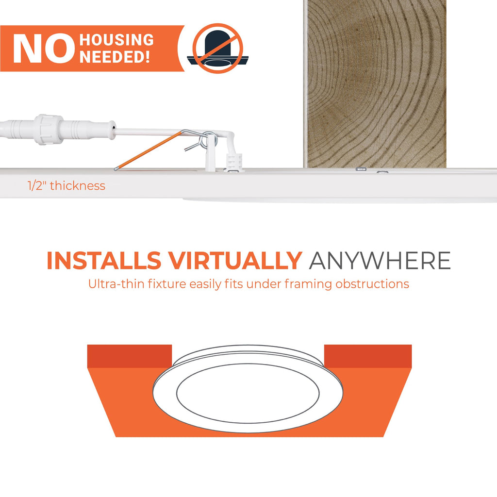 HALO HLB 6 in LED Recessed Lighting Canless Dimmable Wet Location Selectable Lumens and Selectable Color 27/30/35/40/5000K Indoor Outdoor Soffit Ceiling Downlight HLB6LSFS5