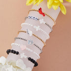 Holy Water Inspirational Stretch Bracelet for Women, Crystal Pearl Beads