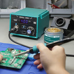 YIHUA 939D+ Digital Soldering Station, 75W Equivalent with Precision Heat Control (392°F to 896°F) and Built-in Transformer. ESD Safe, Lead Free with °C/°F display (Green)