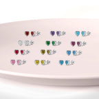 Heart Birthstone Screw Back Earrings, 925 Sterling Silver Hypoallergenic (June)