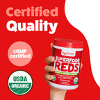 Feel Great Organic Superfood Reds Powder Packed with Beet Root Powder | Digestive Support Including Bloating Relief | Fruit and Veggie Polyphenols Supplement.