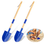 2 Pack Beach Shovels for Kids, 27.2" Long Detachable Kids Shovel with Wood Handle Metal Spade Sand Shovels for Digging Shoveling Sand Snow Gardening Tools Sandbox Toys for Kids Adults Gifts (Blue)