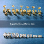 6 Pairs 14K Yellow Gold Plated Round Cut Clear Cubic Zirconia Stud Earring Pack